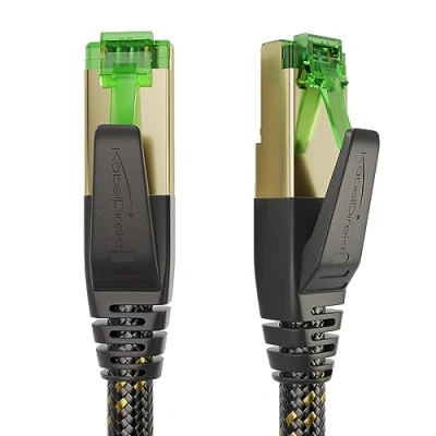 Abbildung von KabelDirekt Cat 7 Netzwerkkabel, flexible &amp; bruchfeste Nylon Ummantelung 5 m 10 Gigabit Lan Ethernet Kabel (Patchkabel geeignet für Highspeed Netzwerke, Switch, Router, PC Modem, RJ45)