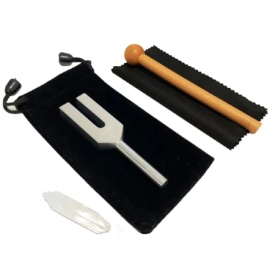 Abbildung von Hatem 4096 Hz Stimmgabel, Kristall Stimmgabel Zur Heilung, Medizinische QualitäT, mit Holzhammer und Weicher Aufbewahrungstasche