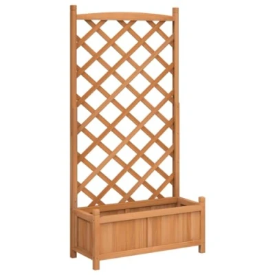 Abbildung von vidaXL Pflanzkübel, Pflanzgefäß mit Spalier als Rankhilfe, Blumenkübel viel Platz, Blumenkasten Pflanzenkasten, Braun Massivholz Tanne
