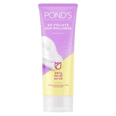 Abbildung von Pond‘s Reinigungscreme / Peeling „White Beauty“ zum Entfernen von abgestorbenen Hautzellen und zur Aufhellung des Gesichts, Reinigungslotion täglichen Anwendung, 100 g