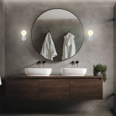 Abbildung von BRILONER Wandleuchte Innen, Wandlampe Badezimmerlampe, Spritzwassergeschützte für das Bad, Lampe Badezimmer, Spiegellampe, Spiegelleuchte, 1x E27, Chromfarbig