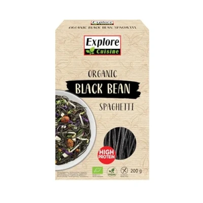Abbildung von Explore Cuisine Bio Spaghetti aus schwarzen Sojabohnen Glutenfreie schwarze Nudeln, pflanzliche Protein Pasta ohne Zusatzstoffe, ideal bei Zöliakie, wenig Kohlenhydrate, vegan, 200g