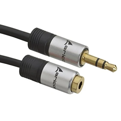 Abbildung von aricona N439 3,5mm Klinkenkabel, Stereo Audio AUX Verlängerungskabel, Stecker mit Aluminiumgehäuse und vergoldeten Kontakten (3 Meter)