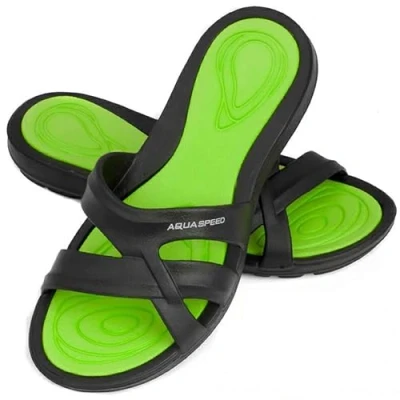 Abbildung von Aqua Speed Badelatschen PANAMA + Mikrofaserhandtuch Damen Duschsandalen Badepantolette