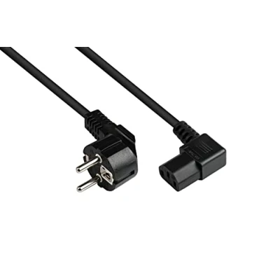 Abbildung von Good Connections Netzkabel 1,8 m Schutzkontakt Stecker Typ E+F (CEE 7/7, gewinkelt) an C13 Kaltgerätebuchse (gerade) KUPFERLEITER CU 0,75 mm² KALTGERÄTE Kabel für PC, Monitor u.v.m. SCHWARZ