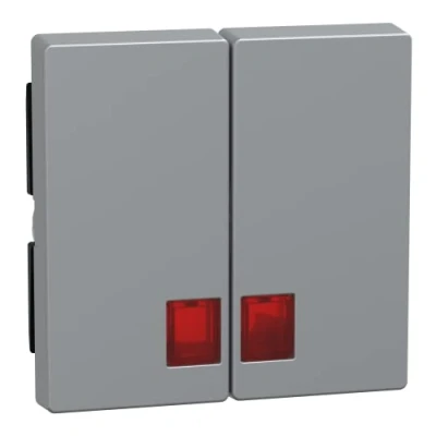 Abbildung von Schneider Electric Merten MEG3456 0460 Doppelwippe für Schalter mit rotem Symbolfenster, aluminium, System M