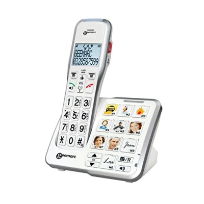 Abbildung von Geemarc Amplidect 595 Photo Verstärktes Festnetztelefon mit Notruffunktion, starkem Klingelton und anpassbaren Fototasten für Senioren mittlerem bis Hörverlust Version DE