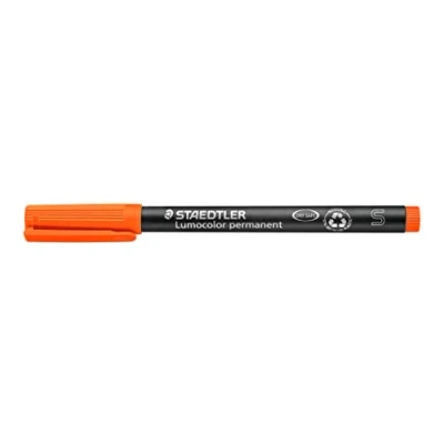 Abbildung von STAEDTLER permanent Marker Lumocolor, orange, Superfein, ca. 0,4 mm, wisch und wasserfest, Made in Germany, lange Lebensdauer, 10 orange Universalstifte im Kartonetui, 313 4