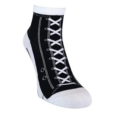 Abbildung von 2er Pack Herren und Damen Baumwolle Bunt Muster Socken im Sneaker Schuhdesign (39/45, Black)