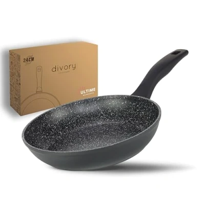 Abbildung von DIVORY Bratpfanne 24cm Induktion Antihaft Beschichtete große Universalpfanne für alle Herdarten Sichere Griffe, Spülmaschinen geeignet (Ultime, 24cm)