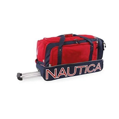 Abbildung von Nautica Lander Reisetasche, 76,2 cm, Rot/Marineblau, Submariner Reisetasche mit Rollen, cm