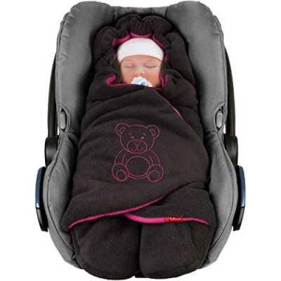 Abbildung von ByBoom Baby Winter Einschlagdecke &quot;Das Original mit dem Bären&quot;, Universal Kuscheldecke für Babyschale, Autositz, Decke Kinderwagen, Buggy