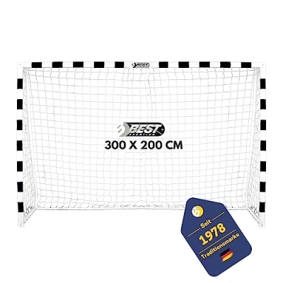 Abbildung von Best Sporting Fußballtor Soccer 300cm x 200 cm I Handballtor Kinder, Hochwertiges Kindertor aus Metall mit Netz Schwarz Weiß