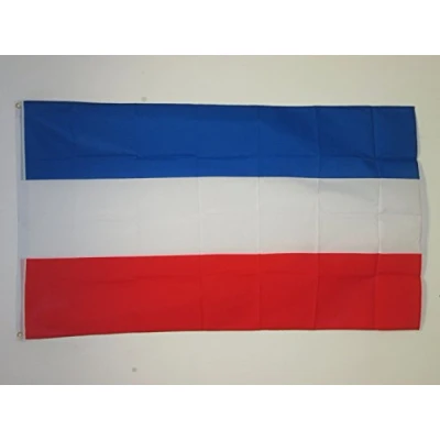 Abbildung von AZ FLAG Flagge Bundesrepublik von Jugoslawien 90x60 cm Jugoslawische Fahne 100% Polyester mit Messing Ösen UV beständig Vives Farben 50g