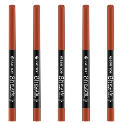 Abbildung von essence 8h MATTE comfort lipliner, Nr. 17, Braun, langanhaltend, sofortiges Ergebnis, matt, vegan, ohne Konservierungsstoffe, Parabene, Mikroplastikpartikel, 5er Pack (5x0.3g)