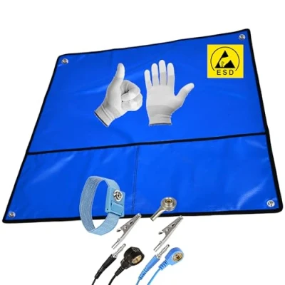 Abbildung von Minadax® 60 x 60cm Antistatik Matten Set ESD Manschette + Erdungskabel