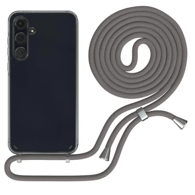 Abbildung von EAZY CASE Handykette kompatibel mit Samsung Galaxy A55 Kette zum Umhängen für Hülle Band aus Silikon stoßfeste transparente Handyhülle als Fallschutz in Anthrazit
