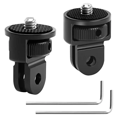 Abbildung von Stativ Adapter für Gopro 2 Stück Aluminium 1/4 Zoll Kamera Halterung, Schwarz Drehbar Stativgewinde mit Schraubenschlüssel Kompatibel GoPro, Sony Xiaomi Xiaoyi Action Kameras