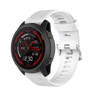 Abbildung von Yikamosi Kompatibel mit Garmin Forerunner 745 Armband,Schnellverschluss Weiches Silikon rostfreiem Metallverschluss Ersatzbänder für 745,Weiß