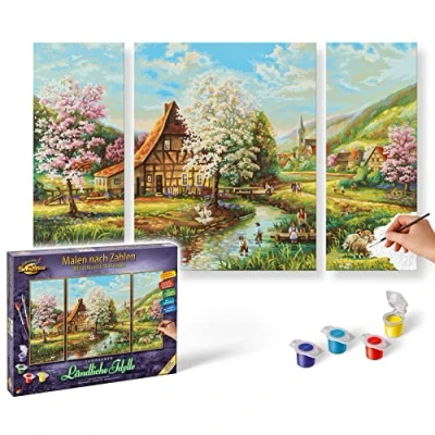 Abbildung von Schipper Malen nach Zahlen Meisterklasse Triptychon Ländliche Idylle, Made in Germany