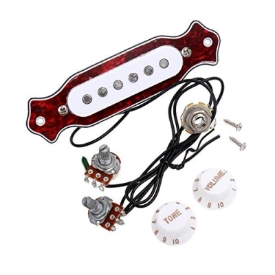 Abbildung von Alnicov Red Chelonian Shell Sound Hole Magnetischer Tonabnehmer mit Tonlautstärkereglern für 6 saitige Folk Akustik oder E Gitarre