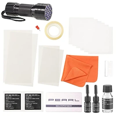 Abbildung von PEARL Glas Reparatur Gel: Display Set und UV Taschenlampe für Smartphone, Tablet &amp; Co. (Handy Gel, Handy Gel Test, Scheibenreparatur)