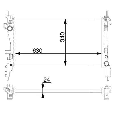 Abbildung von MAHLE ORIGINAL CR 1122 000S Kühler, Motorkühlung 630 340 23 Kühlrippen mechanisch gefügt PEUGEOT: Bipper Tepee, Kastenwagen, FIAT: Qubo