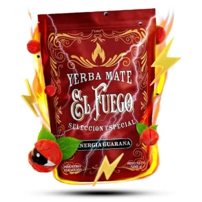 Abbildung von El Fuego Energia Guarana 0,5kg Stark anregender Mate Tee aus Paraguay Ilex guayusa und Rauchiger, geräucherter Dreifache Dosis Energie 500g