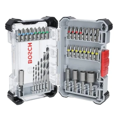 Abbildung von Bosch 35x Extra Hard Schrauberbit‑ und Metal HSS Bohrer Set, 35‑tlg. (197 x 110,5 mm, Professional Zubehör Schraubendreher, Bohrschrauber)