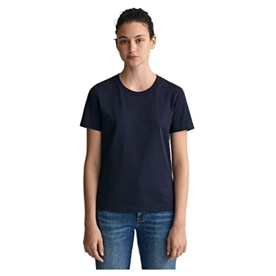 Abbildung von GANT Tonal Shield Tshirt basic, Damen, Größe: Small, Evening blue