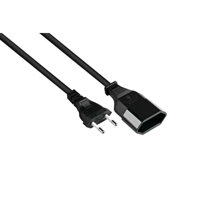 Abbildung von Good Connections Euro Verlängerung 1 m Stecker Typ C (gerade) an Buchse KUPFERLEITER CU Adernquerschnitt: 0,75 mm² Stromkabel SCHWARZ