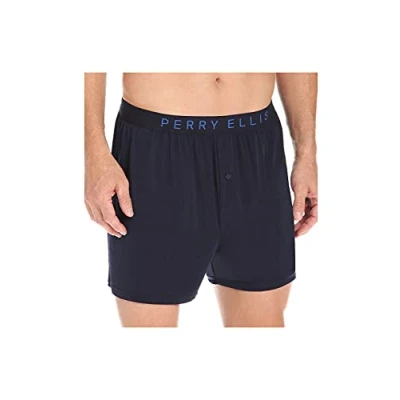 Abbildung von Perry Ellis Herren Luxe Solid Boxershorts, Marineblau, Large
