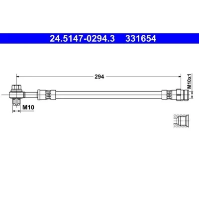 Abbildung von ATE 24.5147 0294.3 Bremsschläuche 294 M10x1 AUDI: A4 B9 Avant, Limousine