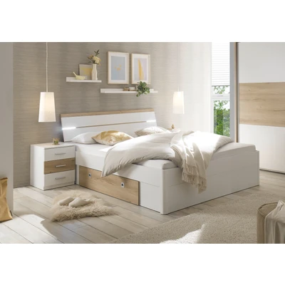 Abbildung von Schlafkontor Bettanlage &quot;Kiara Bett mit 2 Nachtkommoden&quot;, (Set), inklusive Beleuchtung im Kopfteil und Bettschubkästen