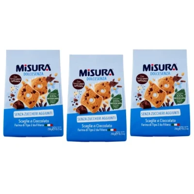 Abbildung von 6x Misura Dolcesenza Biscotti con Scaglie di Cioccolato Kekse mit Schokoladenstückchen Ohne Zuckerzusatz Packung 290g + Italian Gourmet Polpa Pomodoro 400g Dose