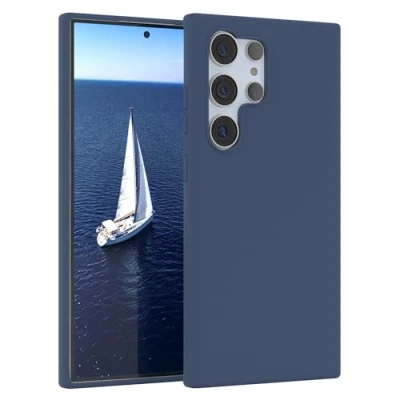 Abbildung von EAZY CASE Premium Silikon Handyhülle kompatibel mit Samsung Galaxy S24 Ultra, Slimcover Kameraschutz und Innenfutter, Silikonhülle, Schutzhülle, Bumper, Handy Case, Hülle, Softcase, Blau