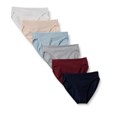 Abbildung von Amazon Essentials Damen Slip aus Baumwolle mit hohem Beinschnitt (in Übergröße erhältlich), 6er Pack, Kühle Farben/Warme Nuancen, 42