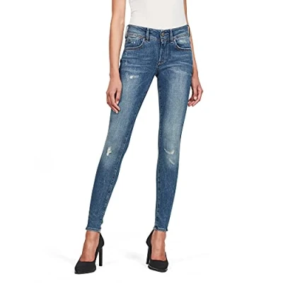 Abbildung von G STAR RAW Damen Lynn Mid Super Skinny Jeans, Blau (faded blue destroy D15266 9136 A890), 23W / 34L