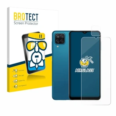 Abbildung von BROTECT Schutzglas für Samsung Galaxy A12 (Display+Kamera) Schutzfolie Panzer Folie Glas [Extrem Kratzfest 9H, Anti Fingerprint, Ultra Transparent]