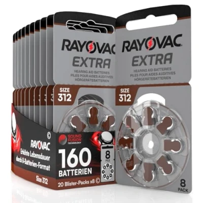 Abbildung von Rayovac Extra Size 312 Hörgerätebatterien PR41 Braun 160 Batterien