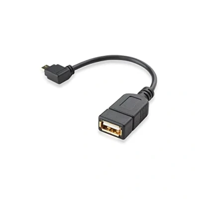 Abbildung von conecto OTG Kabel, Micro USB Stecker auf A Buchse, vergoldet, 90, 10cm, schwarz