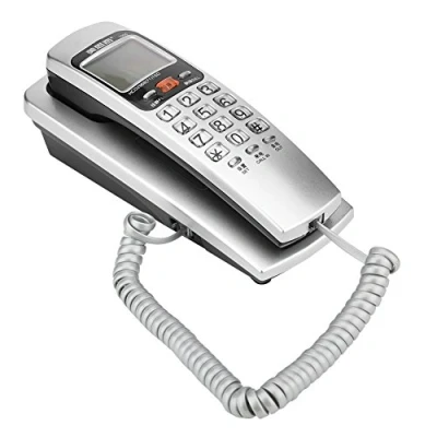 Abbildung von Kabelgebundenes Telefon,Tragbares an der Wand befestigtes Festnetztelefon mit Standard FSK/DTMF Display Anrufer ID, Lautsprecher, Kabel Desk Erweiterungs Station für Zuhause/Büro/Hotel(Silber)