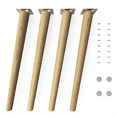 Abbildung von Sossai® Holz Tischbeine Clif Round Öl Finish Höhe: 45 cm HMF2 rund, konisch (schräge Ausführung) Material: Massivholz (Eiche) für Tische, Beistelltische, Schminktische