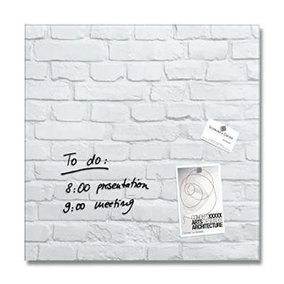 Abbildung von SIGEL GL164 Premium Glas Magnettafel 48 x cm Motiv White Klinker hochglänzend, SGS geprüft, einfache Montage, incl. 3 Magnete, Artverum