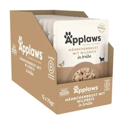Abbildung von Applaws Premium Natural Katzenfutter Nass, Huhn mit Wildreis in Brühe 70g Portionsbeutel (12x70g )