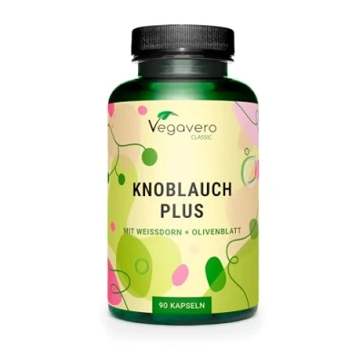 Abbildung von Knoblauch Kapseln Einzigartig: Extrakte aus Garlic, Weissdorn und Olivenblatt 1% Allicin 3% Flavone 40% Oleuroperin Laborgeprüft Ohne Zusatzstoffe Deutsche Produktion Vegavero®