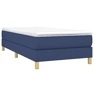 Abbildung von vidaXL Bettgestell, Polsterbett Bett für Schlafzimmer, Bettrahmen mit Lattenrost, Schlafzimmerbett Einzelbett, Blau 100x200cm Stoff