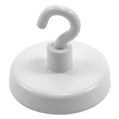 Abbildung von Ferrit Weiß Gestrichener Klemmmagnet Mit M4 Haken zum Aufhängen, Halten Oder Anzeigen von Gegenständen 32mm Durchmesser 7,3kg Zug Pack 10