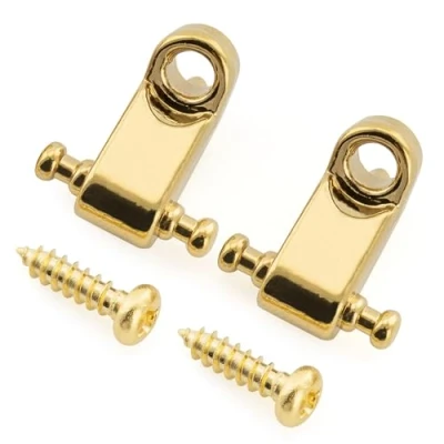 Abbildung von Musiclily Pro Saitenniederhalter String Guides Trees Retainers für Fender American Standard Style E Gitarre, Gold (2er Set)