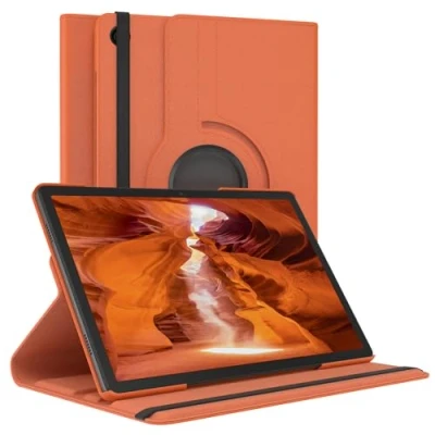Abbildung von EAZY Case Tablet Hülle für Samsung Galaxy Tab A9 Plus Schutzhülle 11 Zoll Smart Cover Rotationcase zum Aufstellen klappbar 360 drehbar mit Standfunktion Tasche Kunstleder in Orange